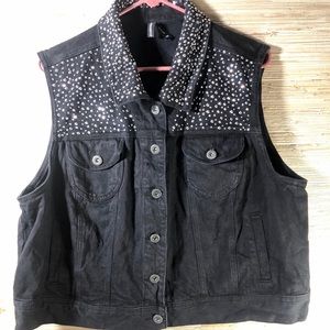 Highway Jeans Black Embellished Denim Vest